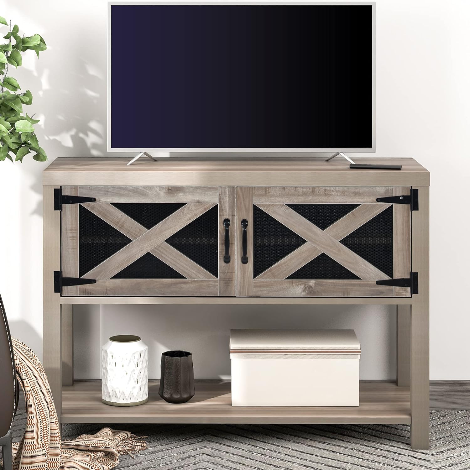 Black Solid Wood Console Table with 2 Drawers E4155