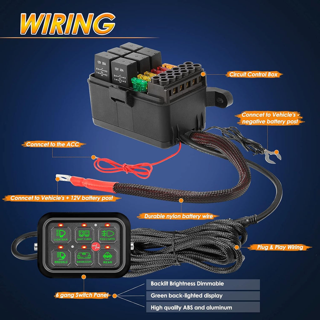 8 Gang Switch Panel with Label Stickers and Harness Y871