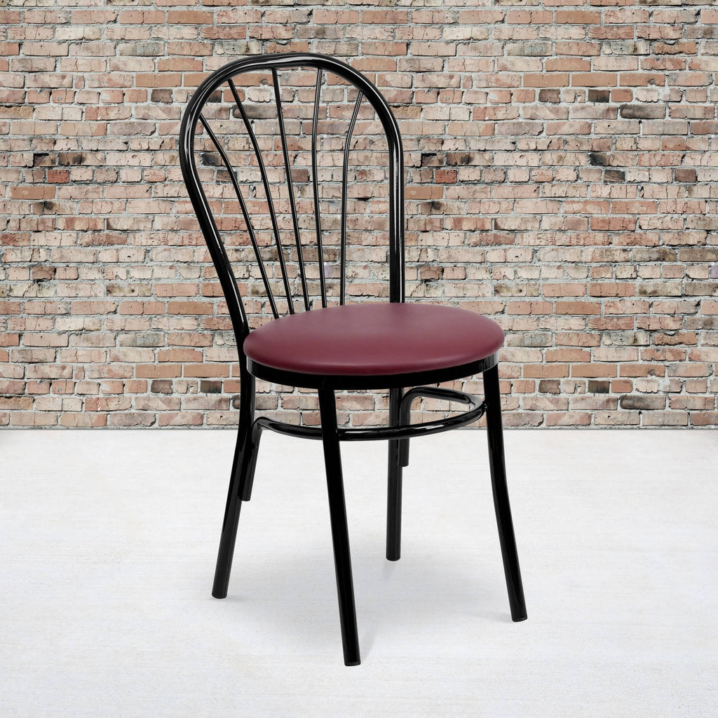 Burgundy Vinyl Metal Chair A935