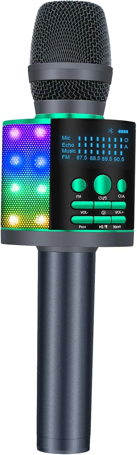Green Bluetooth Karaoke Microphone with LED Screen L42127