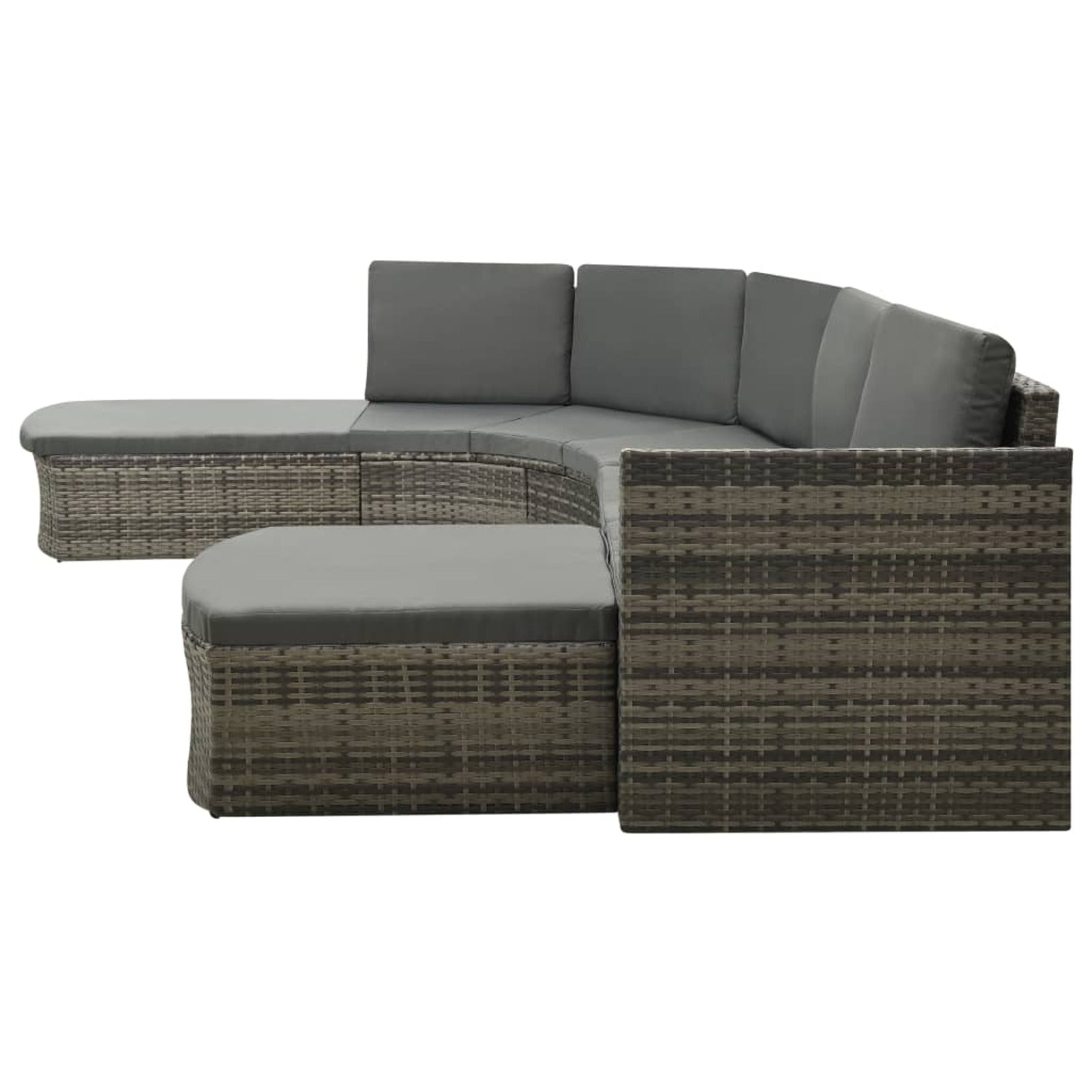 4 Piece Poly Rattan Gray Outdoor Sectional Sofa Set with Cushions E981509
