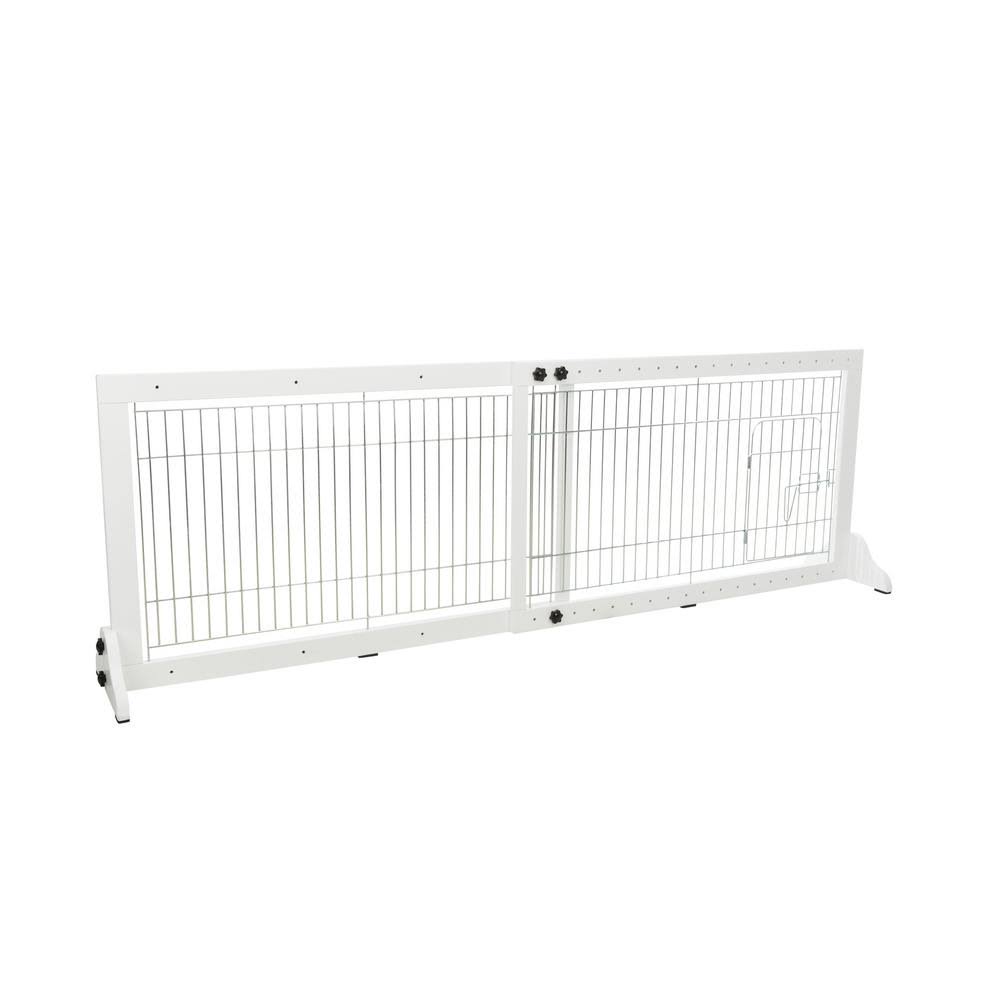 White Freestanding Pet Gate with Pet Door 22.5 in Height D94700