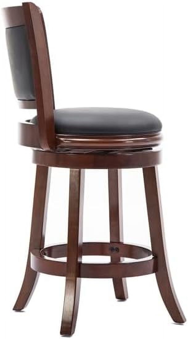 Mid-Century Wood Swivel Stool in Cherry/Black C823
