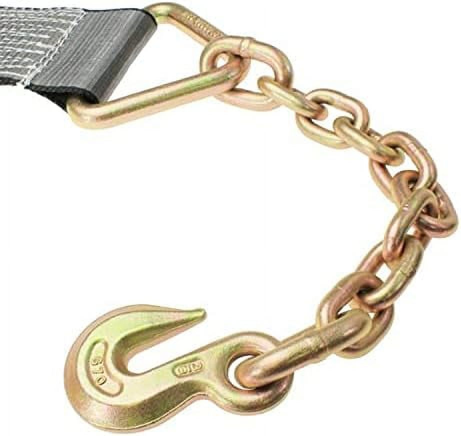 4 Inch X 30 Foot Blackline Ratchet Strap With Chain Extensions I30206