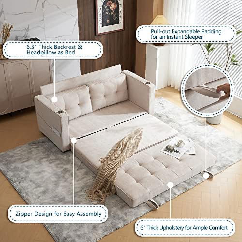 Full Size Futon Sofa Bed Chenille Loveseat Sofa Sleeper Pull Out Couch Q50479