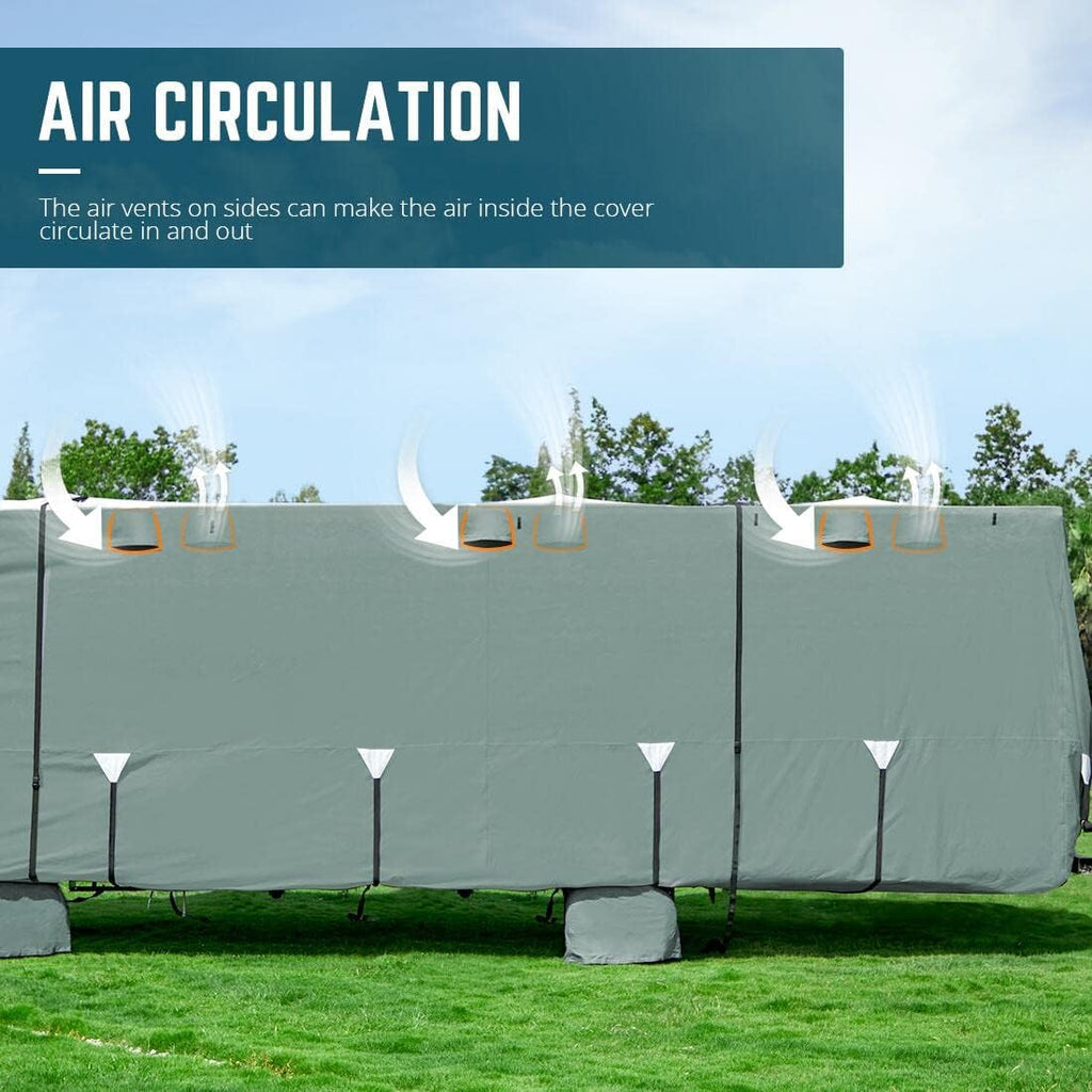 RV Cover, Extra-Thick 5 Layers Anti-UV Top Panel, Fits 40'-43' Motorhome, Water-Proof, with 2Pcs Extra Straps & 4 Tire Covers F827