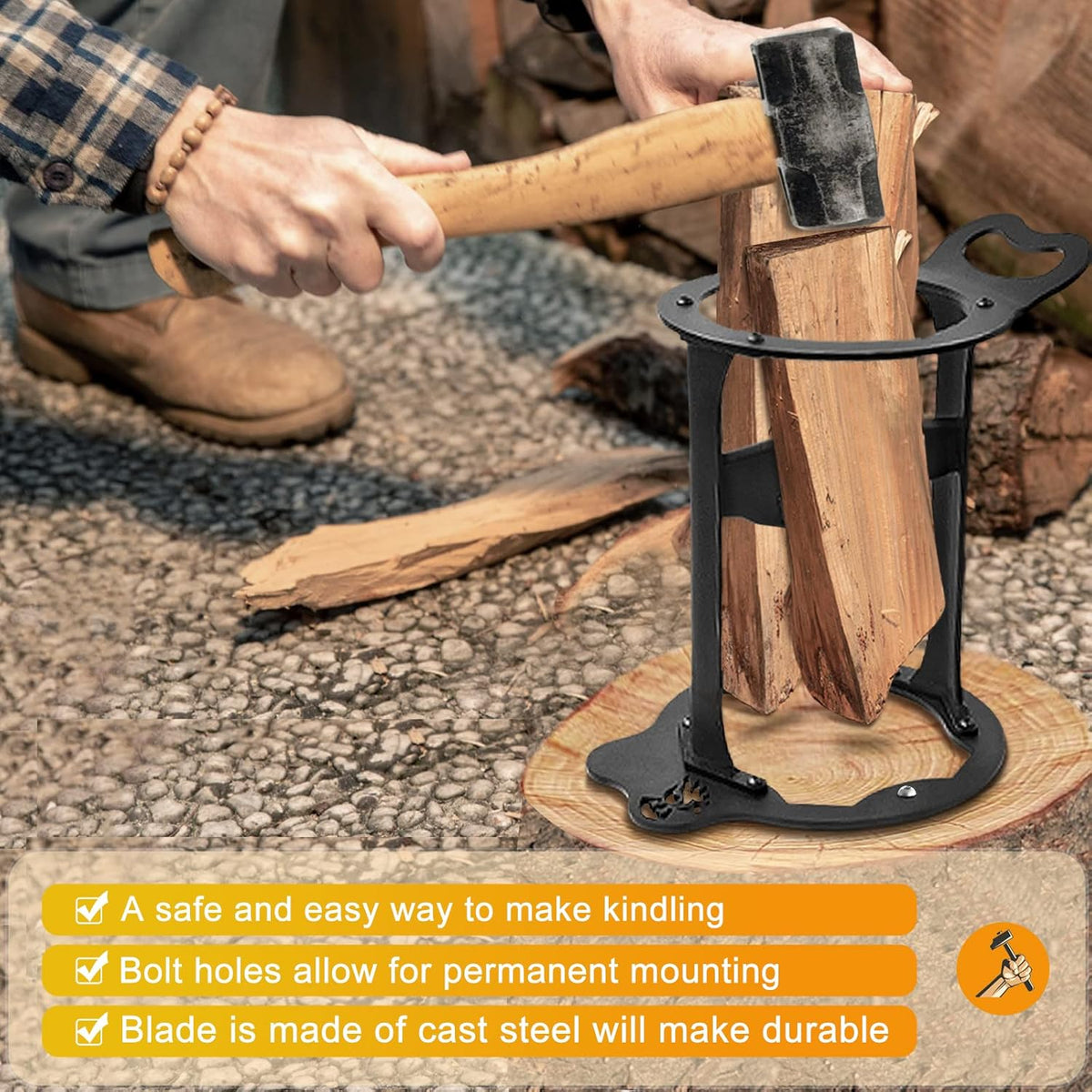 Manual Wood Splitter with High-Carbon Steel Stand X81478